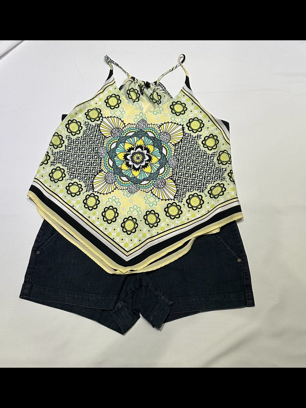 HeartSoul Yellow Floral Handkerchief-Hem Camisole